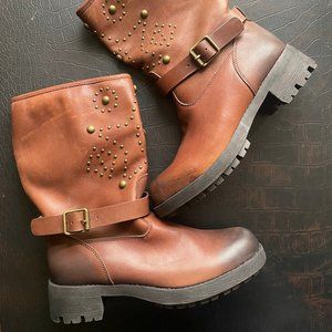 NEW Polo Ralph Lauren Denim & Supply Brown casual Leather Boots Women Size 7B